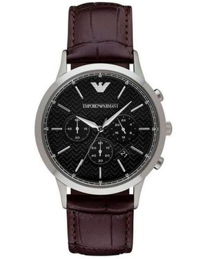 Emporio Armani Edelstahl Quarz Herrenuhr Grau - Schwarz