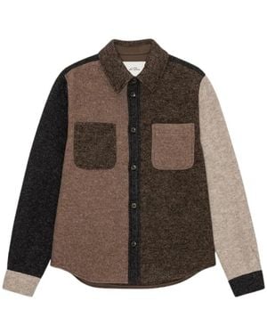 Les Deux Woll-Overshirt Im Colourblock-Design - Braun