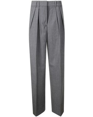 Rohe Broeken ,Grijs ,Wol Slim-Fit Wollen Plooi Broek