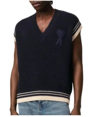 Ami Paris V-Neck Knitwear - Negro