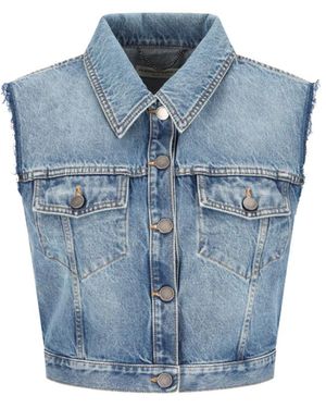 Alessandra Rich Mouwloos Denim Trucker Jack - Blauw
