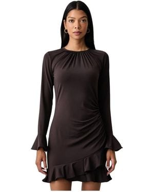 Michael Kors Jurk Met Ruches Van Stretch Mat Jersey - Zwart