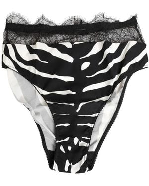 Dolce & Gabbana Zebra Print Lace Trim High Underwear - Zwart