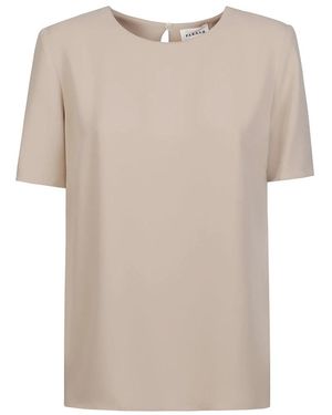 P.A.R.O.S.H. Kurzärmelige Bluse Mit Schlüsselloch-Detail - Natur