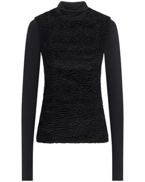 DARKPARK Joy Double Fabric Faux Astrakan & Jersey Top - Zwart