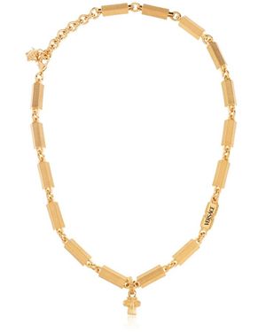 Versace Accessoires ,Geel ,Ketting Met Gegraveerd Logo - Metallic