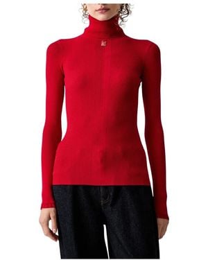 Elisabetta Franchi Gerippter Rollkragenpullover - Rot