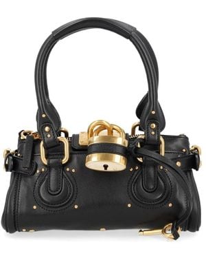 Chloé Kleine Paddington Tasche Aus Genarbtem Leder - Schwarz