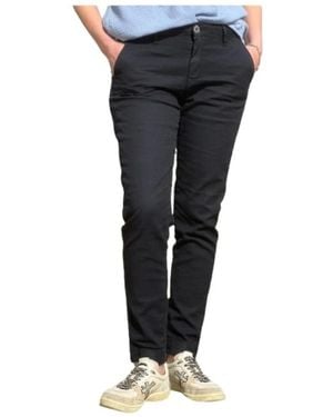 Denim Studio Broeken ,Blauw ,Katoen Charlie Katoen En Linnen Broek - Zwart