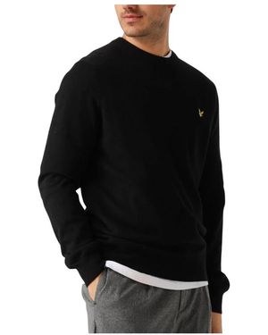 Lyle & Scott Truien & Vesten ,Zwart ,Wol Lamswollen Blend Trui Met Ronde Hals