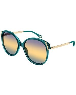 Chloé Accessoires ,Geel ,Afgeronde Oversized Montuur - Blauw