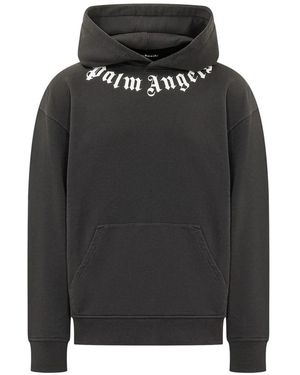 Palm Angels Neck Logo Regular Hoodie - Schwarz