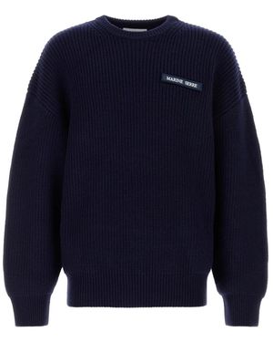 Marine Serre Round-Neck Knitwear - Blue