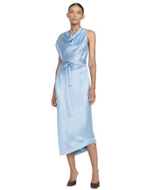 STAUD Kleedjes ,Blauw ,Polyester Troupe Draped Midi Dress