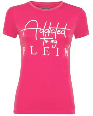 Philipp Plein T-Shirt Ronde Hals Statement - Roze