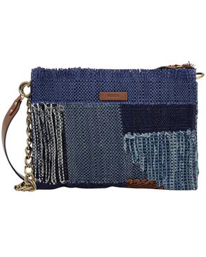 Sessun Tassen ,Blauw ,Katoen Farawa Patchwork Fringed Schoudertas