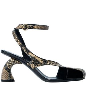 Dries Van Noten Schlangenhaut Slingback Absätze - Schwarz