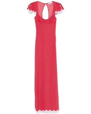 Frankie's Bikinis Punkte Blumen Spitzenkleid - Rot