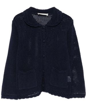 DUNST Truien & Vesten ,Blauw ,Katoen Peter-Pan Gebreid Vest Met Open Ajour