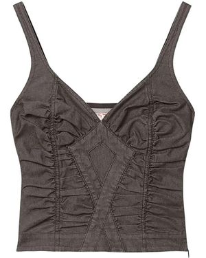 Miss Sixty Tops ,Zwart ,Ruched Top - Grijs