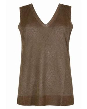 D.exterior Sleeveless Tops - Brown