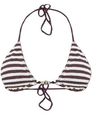 Bondeye Badmode ,Bruin ,Beaded Ingrid Bikini Top - Wit