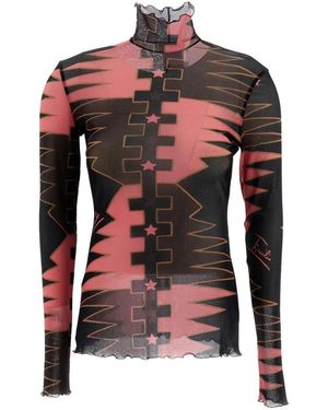 PUCCI Tops ,Veelkleurig ,Tule Tule Top Met Hoge Hals - Rood
