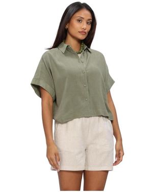 SELECTED Overhemden ,Groen ,Slfviva Ss Cropped Sun Shirt