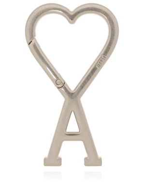 Ami Paris Accessoires ,Grijs ,Sleutelhanger Met Logo - Metallic