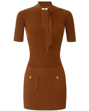Elisabetta Franchi Knitted Dresses - Brown