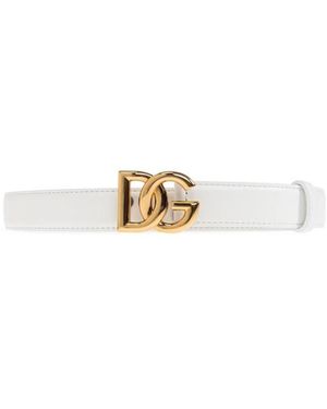 Dolce & Gabbana Accessoires ,Wit ,Leer Dg Logo Gesp Riem