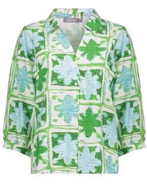Geisha Bluse Mit Grünem Print
