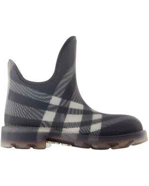 Burberry Schoenen ,Zwart ,Katoen Rubber Marsh Stamp Hoge Laarzen - Grijs