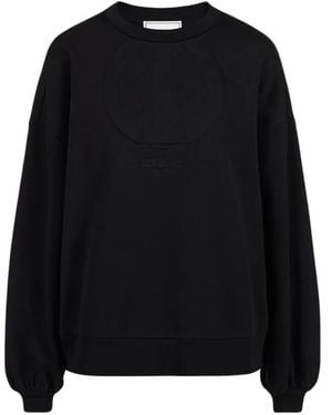 Iceberg Hoodies & Sweatvesten ,Zwart ,Katoen Sweatshirt Met Ronde Hals