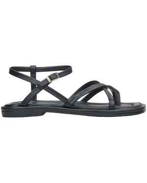 ESTRO Zwarte Leren Sandalen Met Dunne Gekruiste Bandjes - Blauw