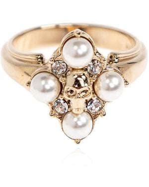 McQueen Skull & Crystal Ring - Naturel