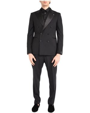 Tagliatore Double Breasted Suits - Black