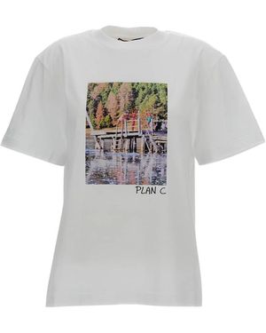Plan C Baumwoll-T-Shirt Mit Print - Grau