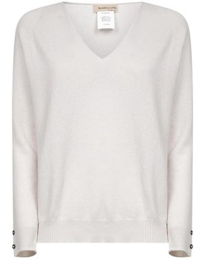 Blanca Vita V-Neck Knitwear - Blanco