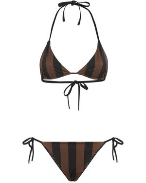 Fendi Badmode ,Veelkleurig ,Reversible Lycra Bikini - Bruin