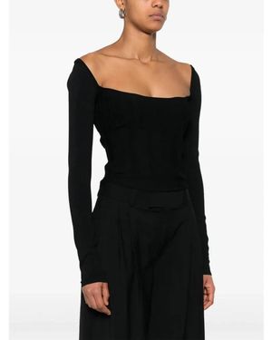 Mugler Boning Detail Knit Top - Zwart