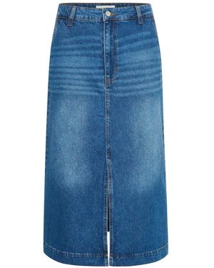 Part Two Blaue Denim-Rock Mit Frontschlitz