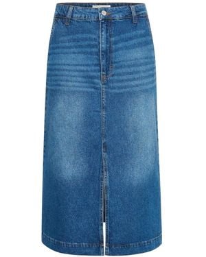 Part Two Blauwe Denim Rok Met Voorspleet