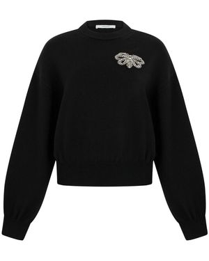 Givenchy Trui Van Wol En Katoen Met Geborduurde Strik - Zwart