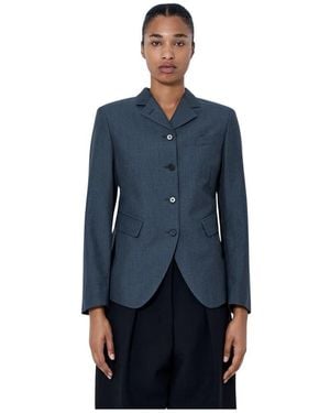 Jil Sander Jassen ,Grijs ,Leer Enkelrijige Getailleerde Blazer - Blauw