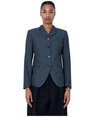 Jil Sander Jassen ,Grijs ,Leer Enkelrijige Getailleerde Blazer - Blauw