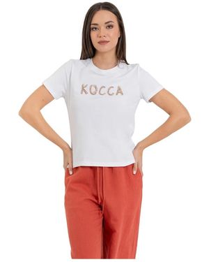 Kocca Tops ,Wit ,Katoen Relaxed T-Shirt Met Ronde Hals