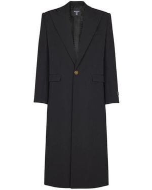 Balmain Single-Breasted Coats - Negro