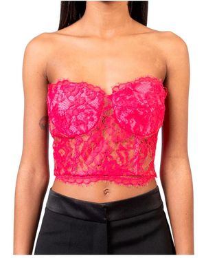 Doris S Elegantes Spitzen-Crop-Top - Pink