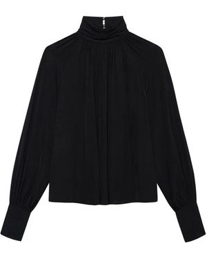 Anine Bing Overhemden ,Zwart ,Anne Draped Blouse